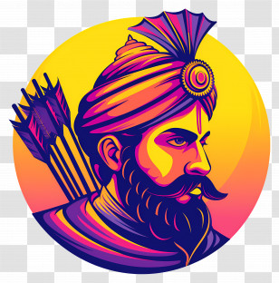 Indian King - Vibrant Warrior Illustration With Cultural Arrows Transparent PNG