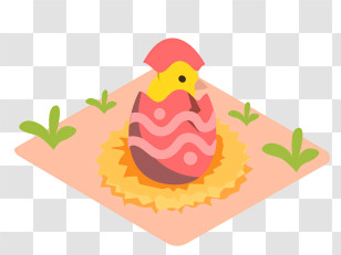 Chicken - Adorable Cartoon Chick Hatching From Easter Egg Transparent PNG
