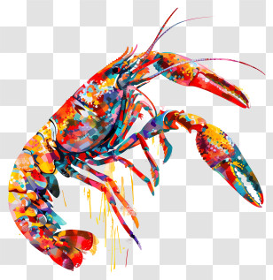 Crawfish - Colorful Lobster Illustration With Vibrant Design Transparent PNG