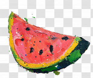 Oil Painting - Bright Painted Slice Of Watermelon Transparent PNG