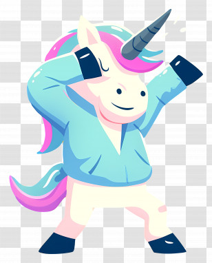 Unicorn Dancing - Dabbing Unicorn In Blue Jacket Transparent PNG