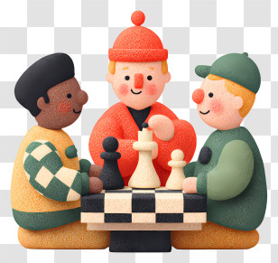 Friends Playing Chess Game - Colorful Chess Game With Players Transparent PNG