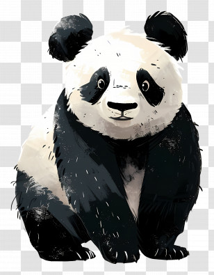 Panda - Adorable Black And White Panda Illustration Transparent PNG