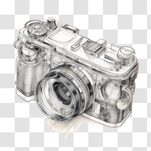 Camera - Sketch Drawing Of A Vintage Camera Transparent PNG
