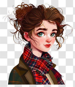 Tartan Day - Girl With Scarf Transparent PNG