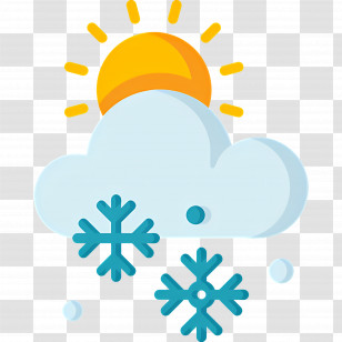 Snowy Weather - Mixed Weather Icon Of Sun, Cloud, And Snowflakes Transparent PNG