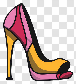 High Heeled Shoe - Bright Stylized High Heel Shoe Transparent PNG