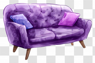 Purple Sofa - Stylish Purple Sofa With Cushions Transparent PNG
