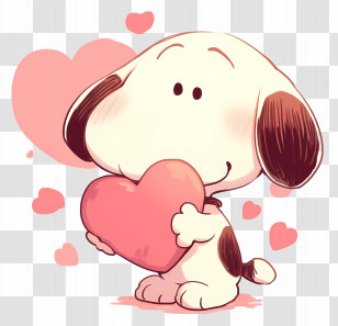 Snoopy Love - Dog Holding A Heart Transparent PNG