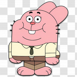 Amazing World - Cartoon Pink Rabbit In A Formal Outfit Transparent PNG