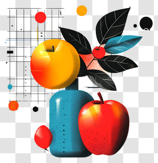 Back To School Background - Modern Art Vase Featuring Apples And Oranges Transparent PNG