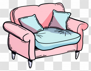 Pink Sofa - Comfortable Pink Sofa With Cushions Transparent PNG