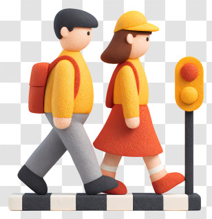 Crossing The Road - Couple Crossing At Traffic Light Transparent PNG