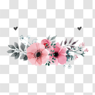 Blumen - Pink Watercolor Floral Design Transparent PNG