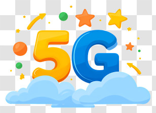 5g Text - 5G Symbol With Clouds And Stars Transparent PNG