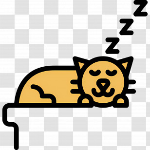 Sleeping Cat - Sleeping Cat In Cute Cartoon Illustration Transparent PNG