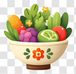 Healthy Food Bowl - Colorful Vegetable Bowl With Fresh Greens Transparent PNG