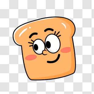 Icon - Cartoon Bread Slice With A Smiling Face Transparent PNG