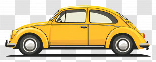 Animated Car - Yellow Vintage Car Illustration Transparent PNG
