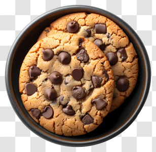Chocolate Chip Cookies In Bowl - Chocolate Chip Cookies In A Bowl Transparent PNG