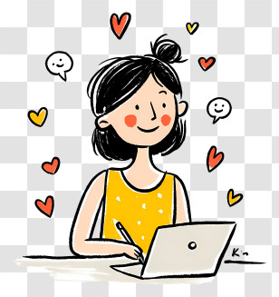 Woman Writing Blog - Happy Woman Working On Laptop Transparent PNG