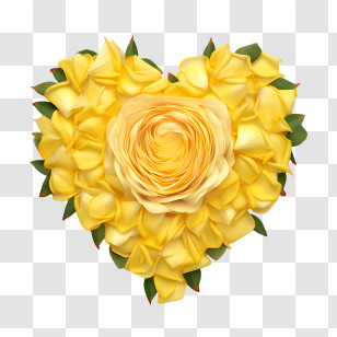 Yellow Rose Petals - Yellow Flower Heart Arrangement Transparent PNG
