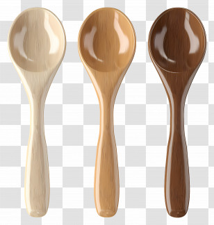 Wooden Spoon - Natural Wooden Spoons In Three Shades Transparent PNG