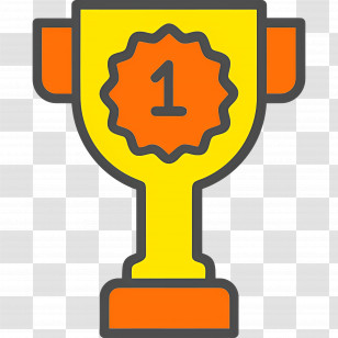 Trophy First - Trophy With Number One Badge For Champions Transparent PNG