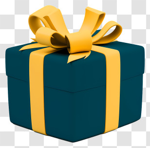 Gift Box - Dark Blue Gift Box With Yellow Ribbon Transparent PNG