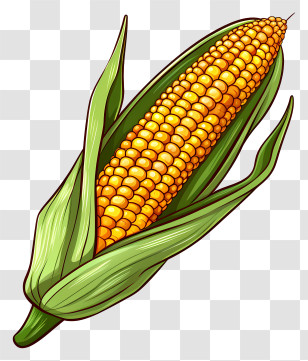 Ripe Corn Kernel - Fresh Corn On The Cob With Green Husk Transparent PNG