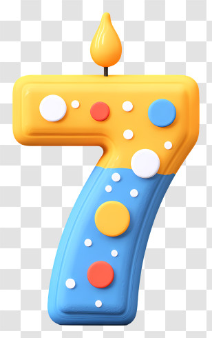 Number 7 Birthday Candle - Colorful Number Seven Birthday Candle Transparent PNG