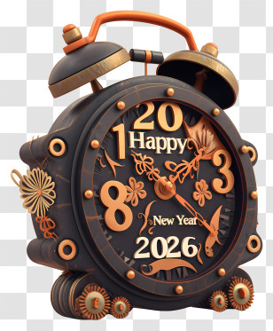 2026 New Year Clock - Festive 2026 Alarm Clock Transparent PNG