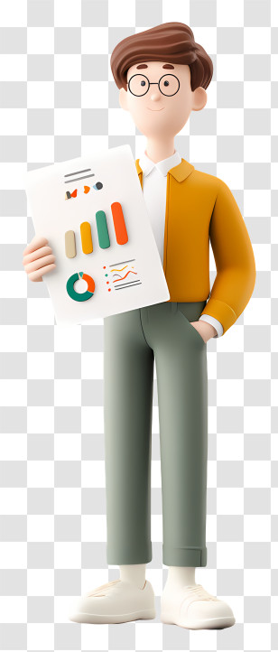 Businessman Holding Report - Businessman With Chart Illustration Transparent PNG