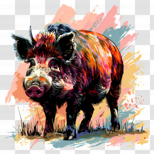 Wild Boar - Colorful Wild Boar Transparent PNG