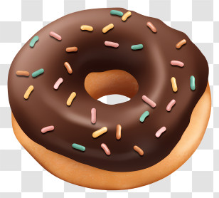 Chocolate Donut - Chocolate Glazed Donut With Sprinkles Transparent PNG