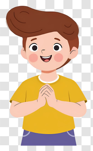 Cartoon Boy - Happy Boy In Yellow Shirt Transparent PNG