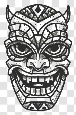 Sinister Face - Scary Demon Mask Drawing Transparent PNG