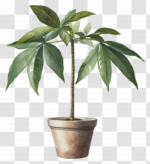 Money Tree - Potted Plant For Indoor Gardening Transparent PNG
