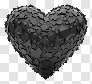 Shattered Heart Sculpture - Black Heart With Texture Transparent PNG