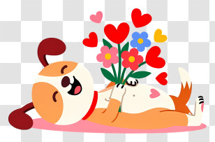 Happy Dog With Bouquet Transparent PNG