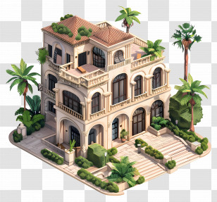 Luxury Real Estate - Luxurious Modern Villa With Tropical Landscaping Transparent PNG