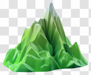 Green Mountain - Green Low-Poly Mountain Design Transparent PNG