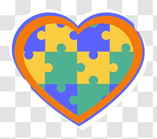 Heart Puzzle Sticker - Colorful Heart Puzzle Illustration Transparent PNG