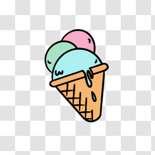 Icon - Colorful Cartoon Ice Cream Cone Transparent PNG