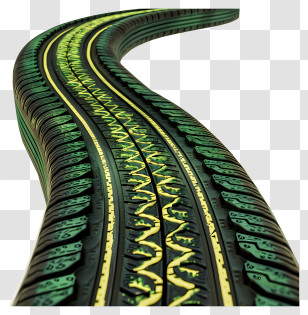 Tire Tracks - Curved Yellow And Green Tire Track Transparent PNG