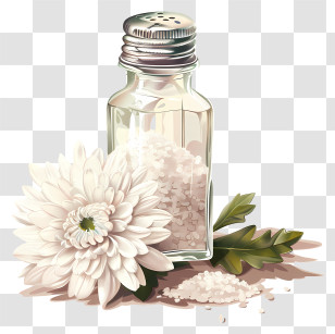 Salt Shaker - Classic Salt Shaker With Flower And Herbs Transparent PNG
