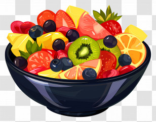 Fruit Salad - Fresh Fruit Bowl With Vibrant Colors Transparent PNG