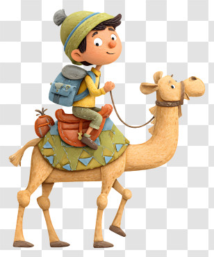 Boy Doing Desert Tour - Cartoon Boy Riding A Camel Transparent PNG