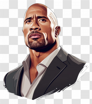 Dwayne Johnson - Stylized Cartoon Illustration Of A Man In A Suit Transparent PNG