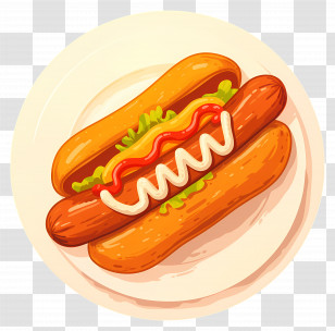 Hot Dog - Tasty Hot Dog Served On Plate Transparent PNG